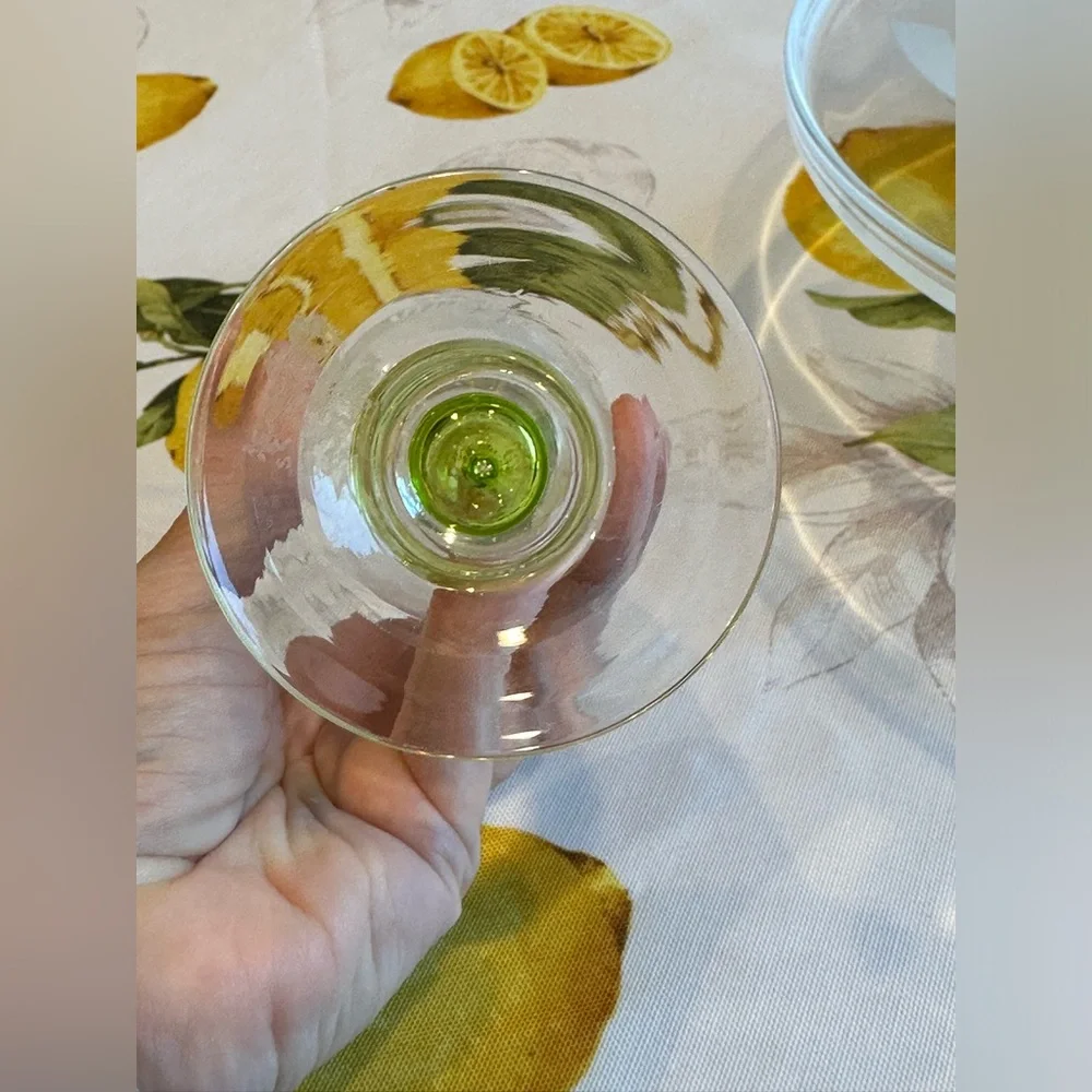 Set of 3 Neon green stemware/barware glasses in excellent condition.